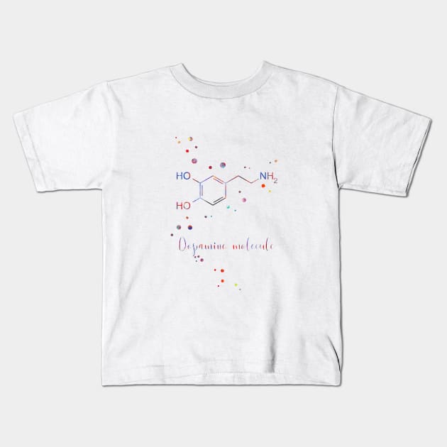 Dopamine molecule Kids T-Shirt by RosaliArt